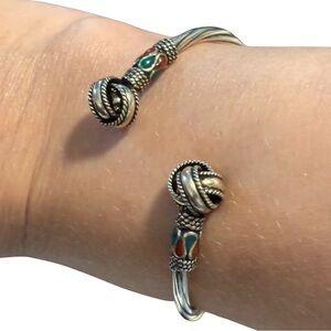 Sterling silver vintage knot bracelet with enamel